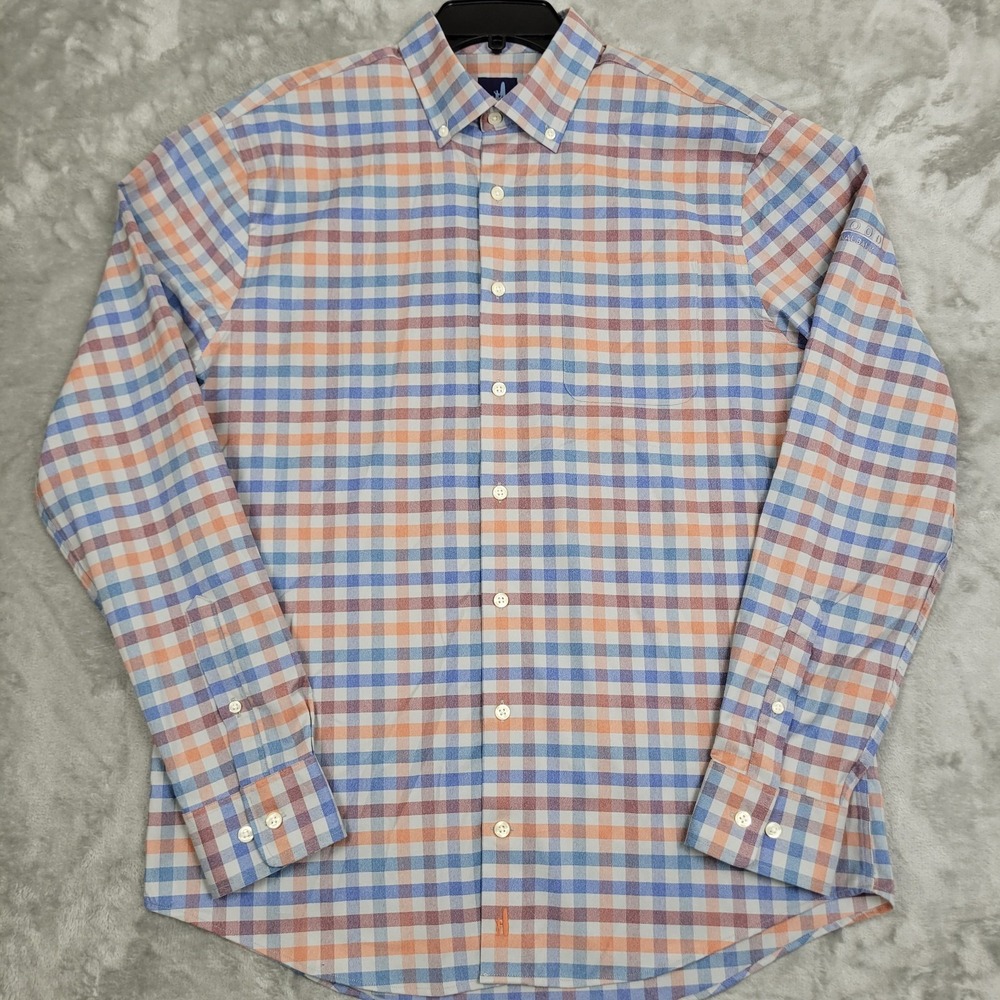 Johnnie-O Prep-Formance Button Down Shirt Mens Medium Multi-colored Plaid Logo